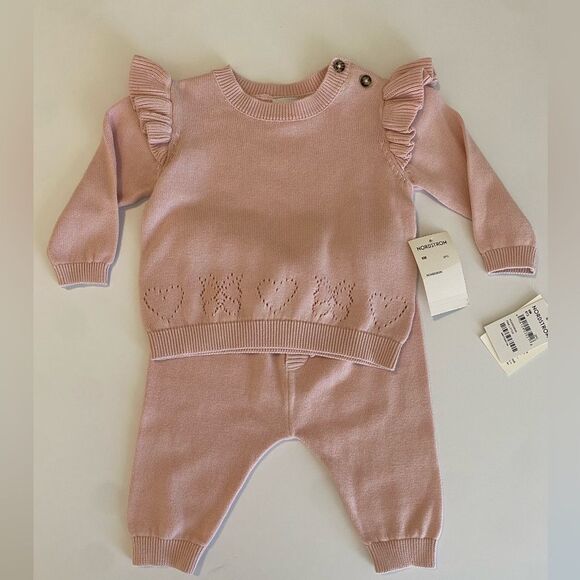 Nordstrom Other - Nordstrom Baby Ruffled Sweater and Pants Set Pink 6M NWT